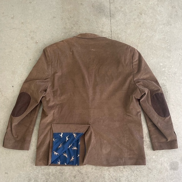 Lauren Ralph Lauren corduroy brown dog print elbow patch blazer sport coat 48R - Picture 8 of 8